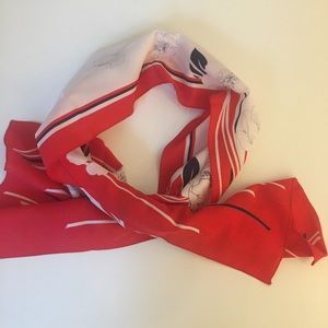 White and red floral scarf